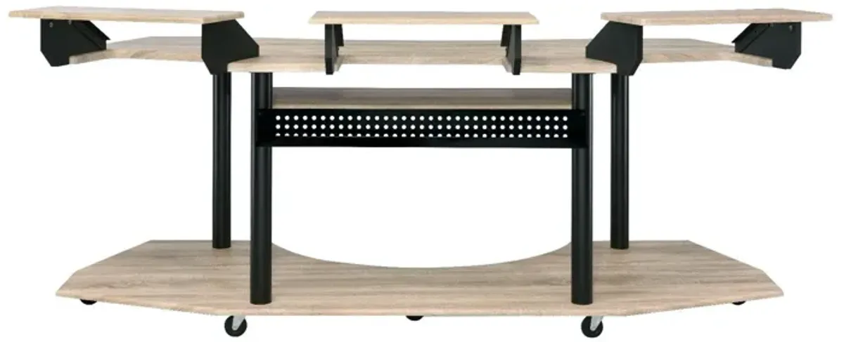 83" Music Recording Studio Desk - Natural And Black