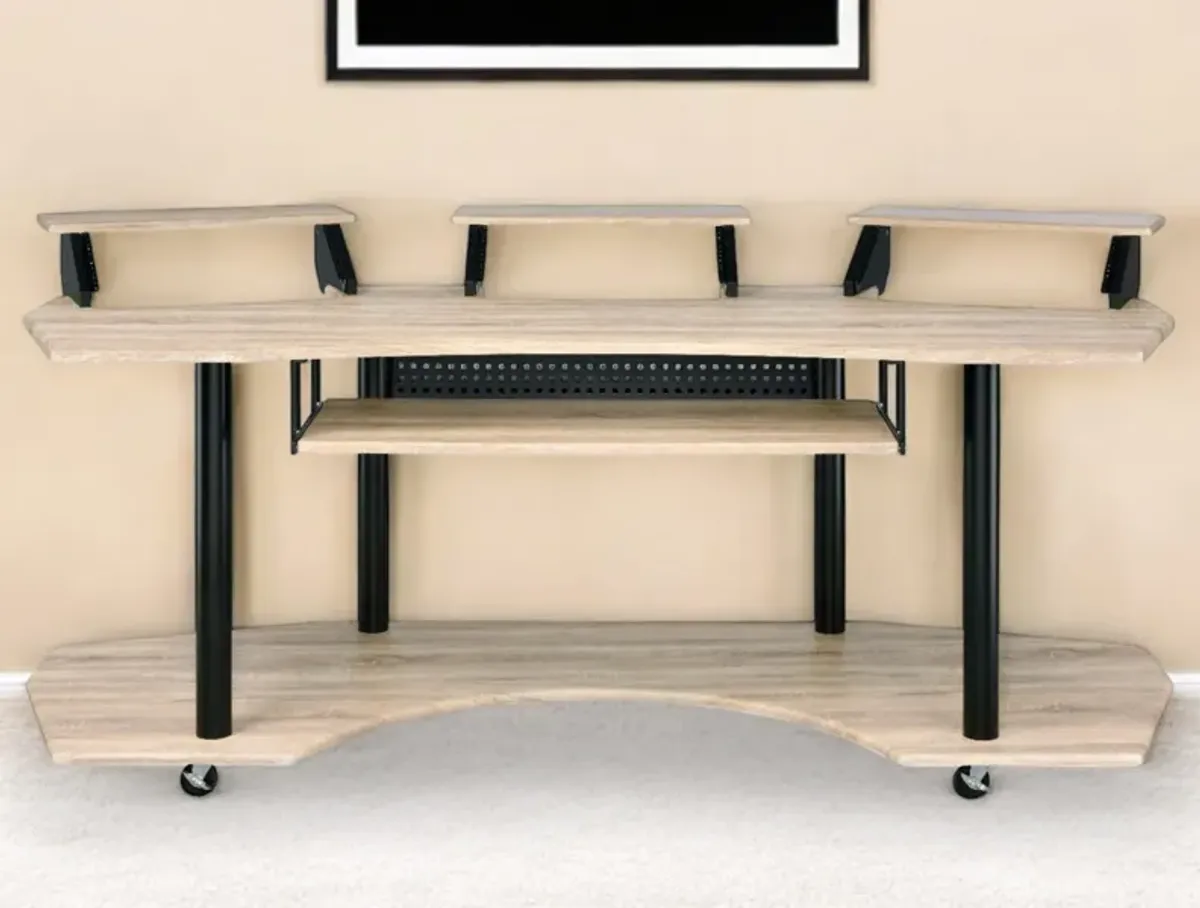 83" Music Recording Studio Desk - Natural And Black