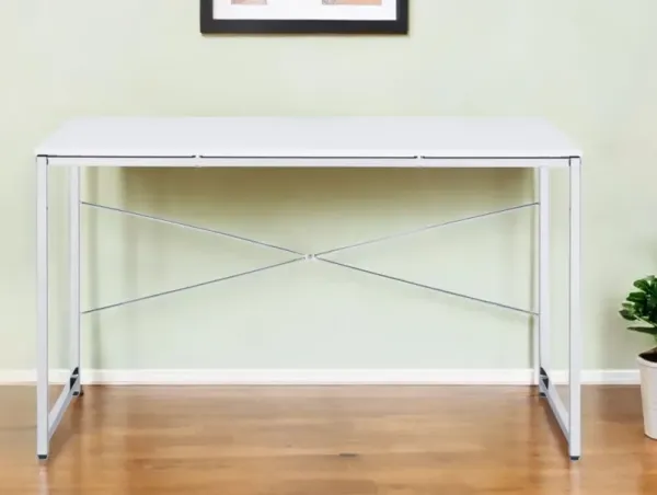 47" Writing Desk - White And Silver