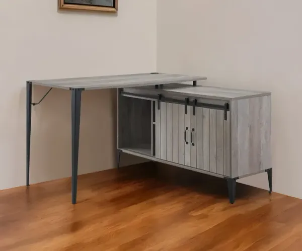 48" L Shape Writing Desk - Gray And Black