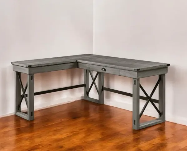 67" L Shape Writing Desk - Gray