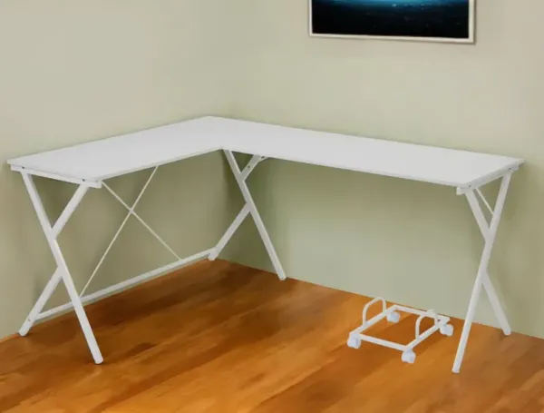 62" L Shape Computer Desk - White