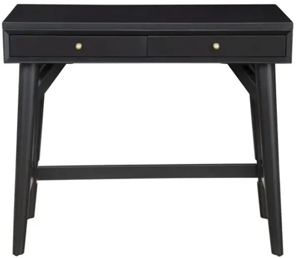 36" Solid Wood Writing Desk With Two Drawers - Black