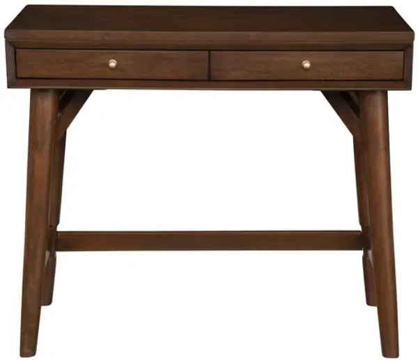 Solid Manufactured Wood Writing Desk With Two Drawers - Brown