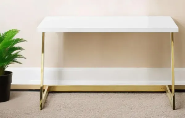 47" Writing Desk - White And Gold
