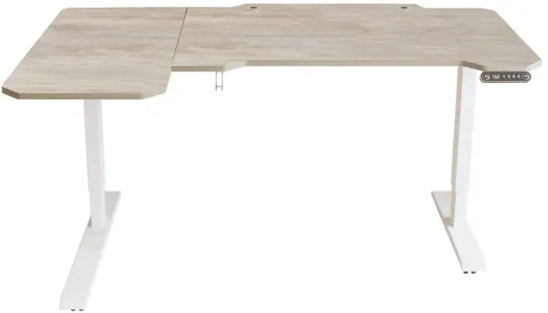 Adjustable L Shape Standing Desk - Light Khaki And White