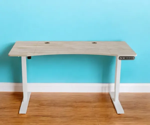Adjustable Computer Desk - Light Khaki And White