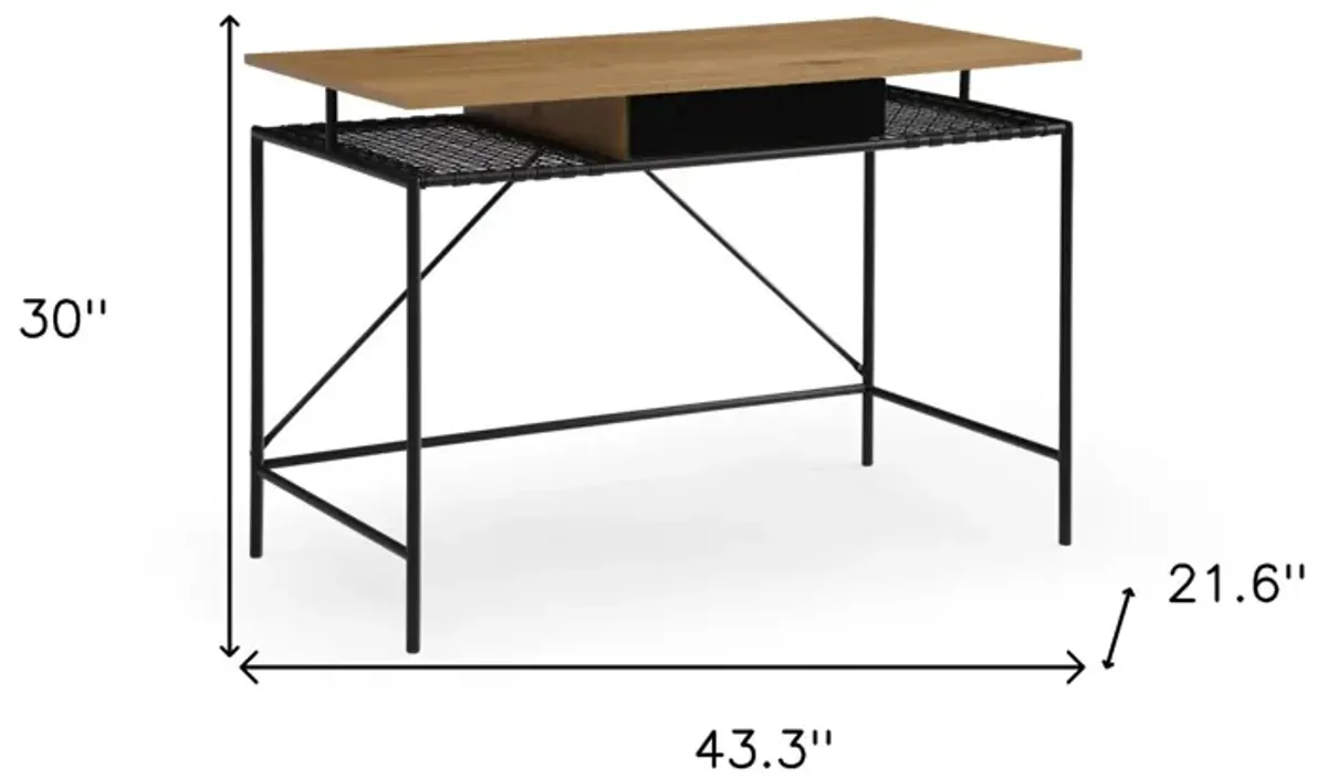 43.3" x 21.6" x 30" Writing Desk - Natural And Black