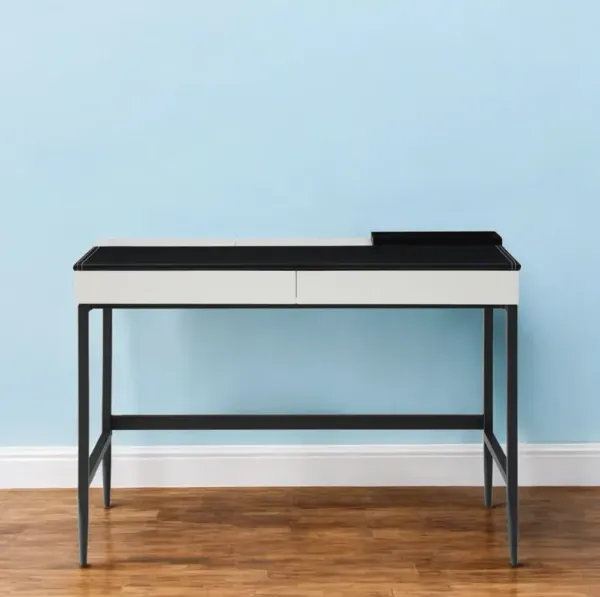 Writing Desk With Two Drawers - Black And White