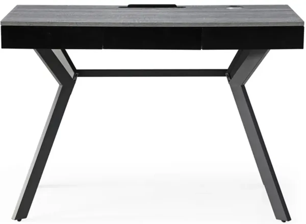 Writing Desk With Three Drawers - Gray And Black