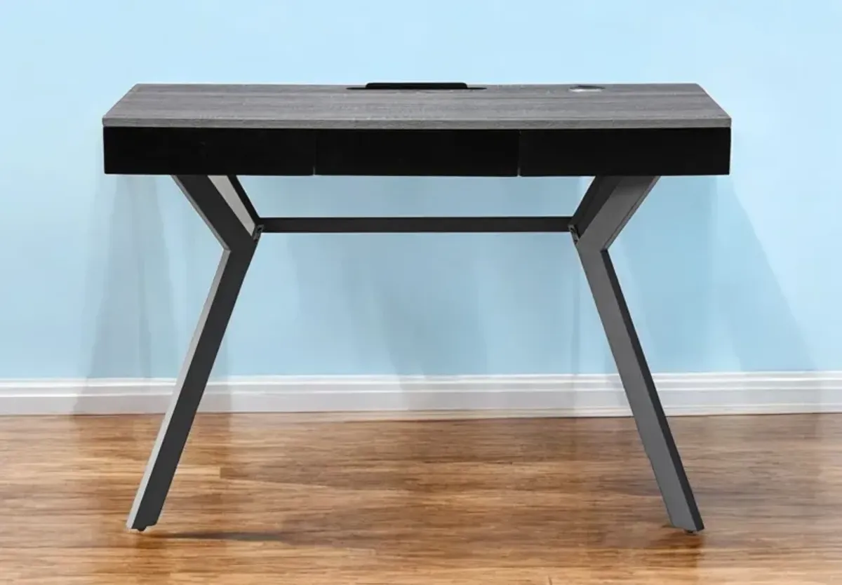 Writing Desk With Three Drawers - Gray And Black