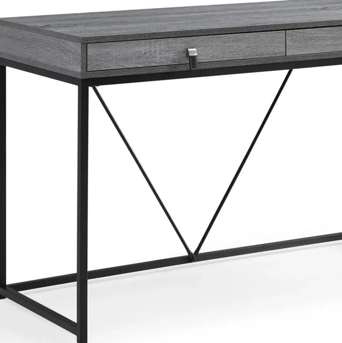 47" Writing Desk With Two Drawers - Gray And Black