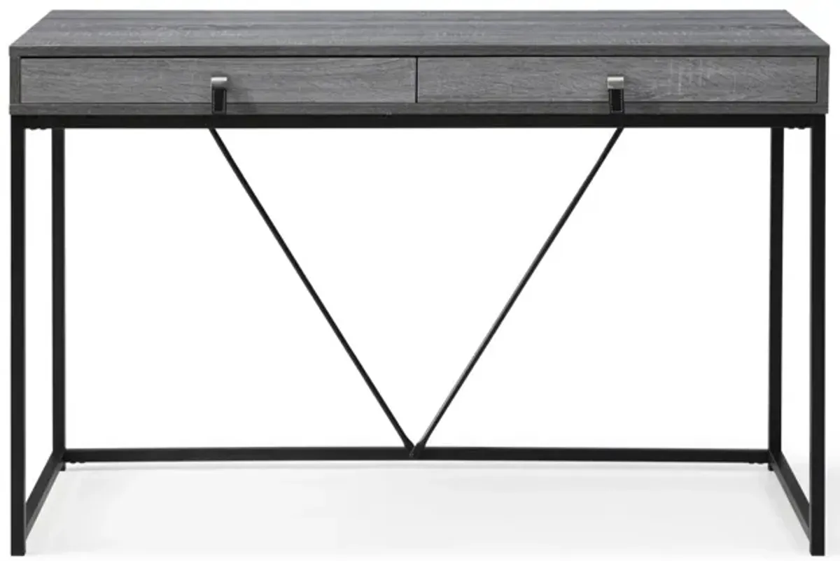 47" Writing Desk With Two Drawers - Gray And Black