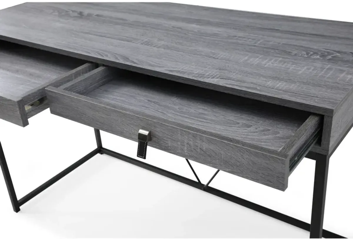 47" Writing Desk With Two Drawers - Gray And Black