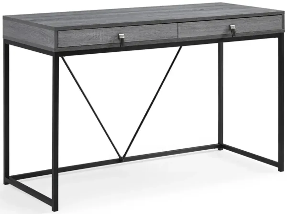 47" Writing Desk With Two Drawers - Gray And Black