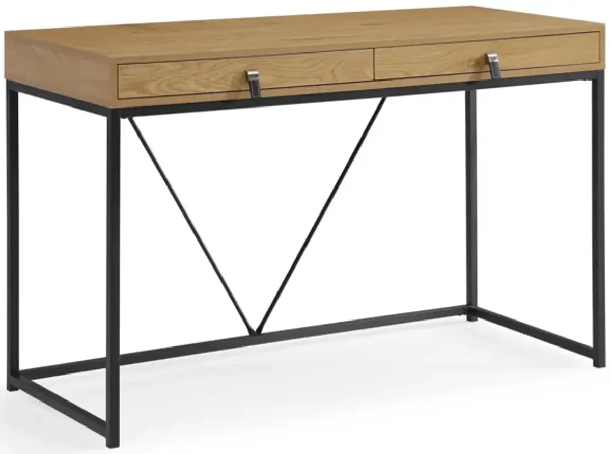 47" Writing Desk With Two Drawers - Natural And Black