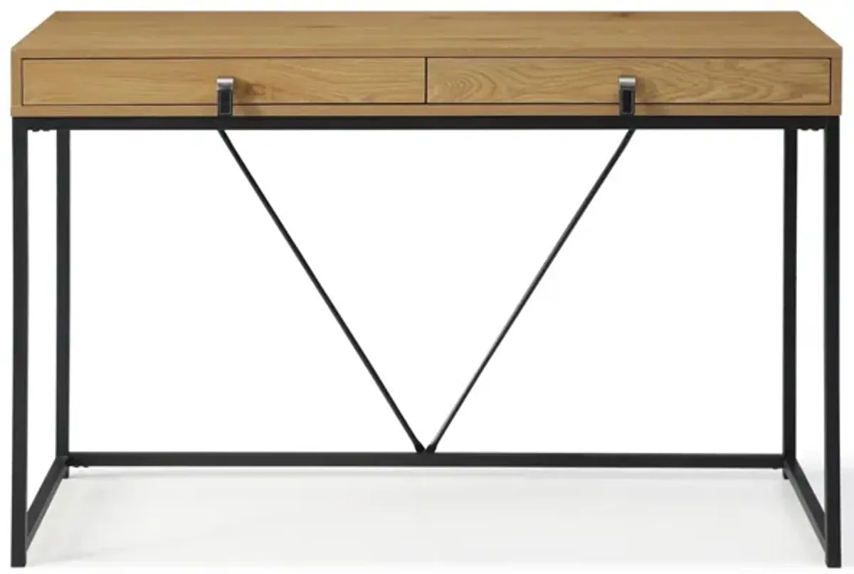 47" Writing Desk With Two Drawers - Natural And Black