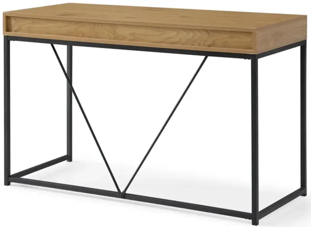 47" Writing Desk With Two Drawers - Natural And Black