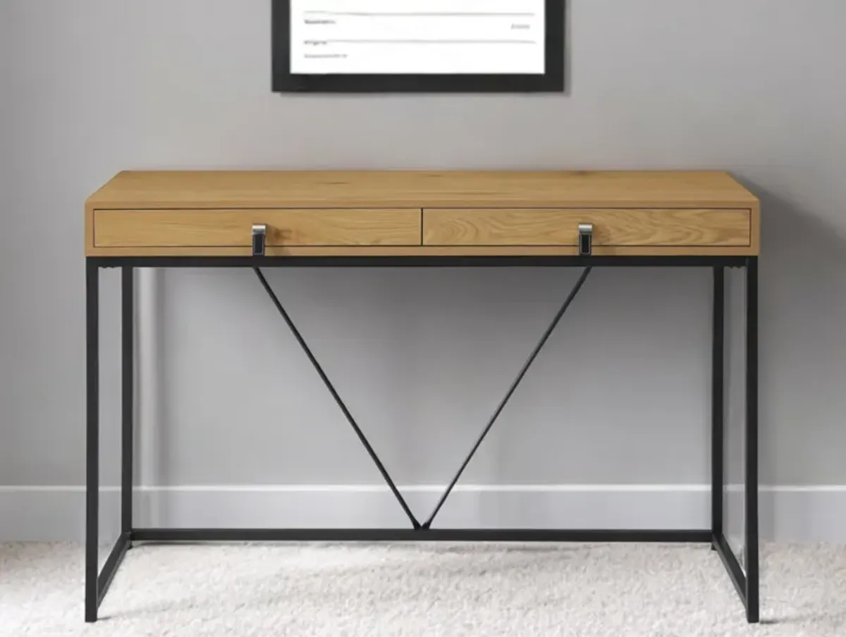 47" Writing Desk With Two Drawers - Natural And Black