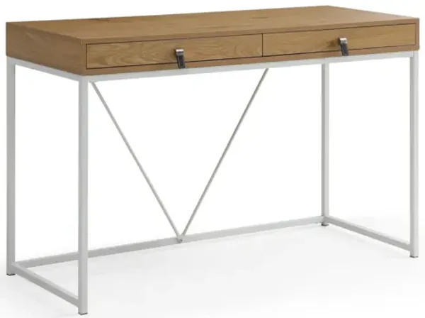 Writing Desk With Two Drawers - Natural And White