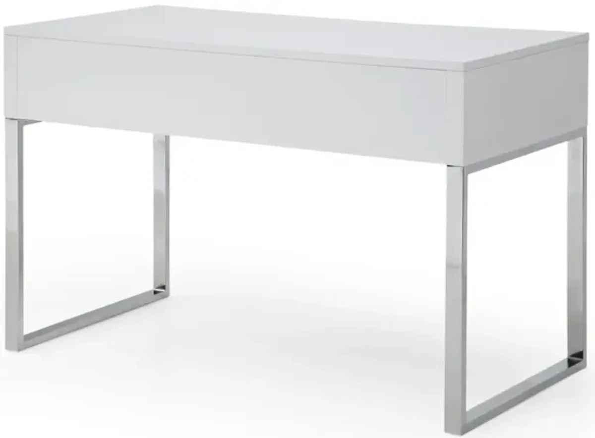 47.2" x 23.6" x 30" Writing Desk With Two Drawers - White And Silver