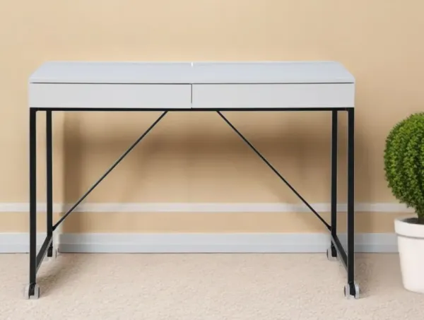 43" Writing Desk With Two Drawers - White And Black