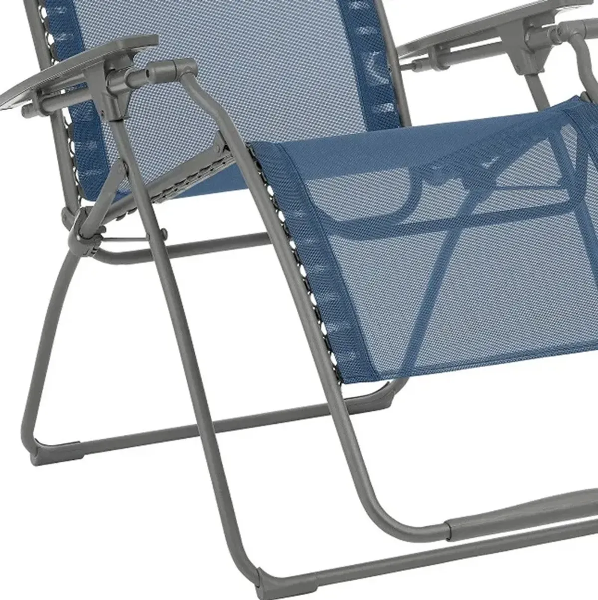 Steel Outdoor Zero Gravity Chair With Blue Cushion - Blue And Gray