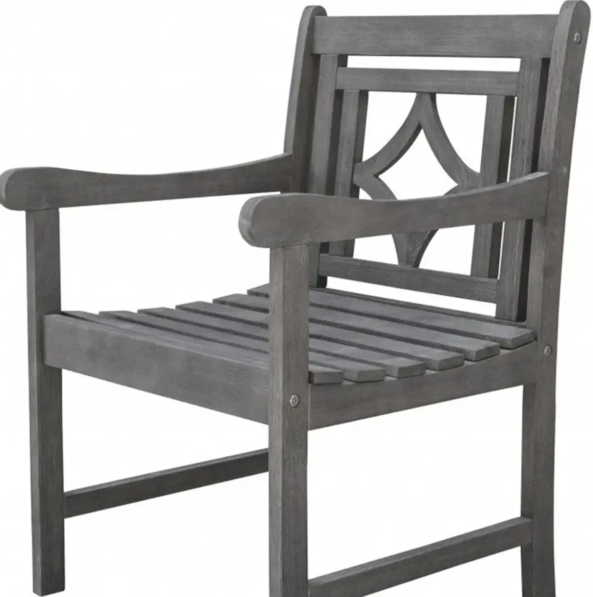 Solid Wood Indoor Outdoor Arm Chair - Gray