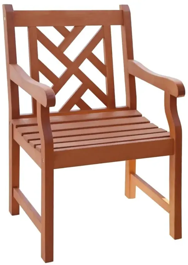 Patio Arm Chair With Diagonal Design - Brown