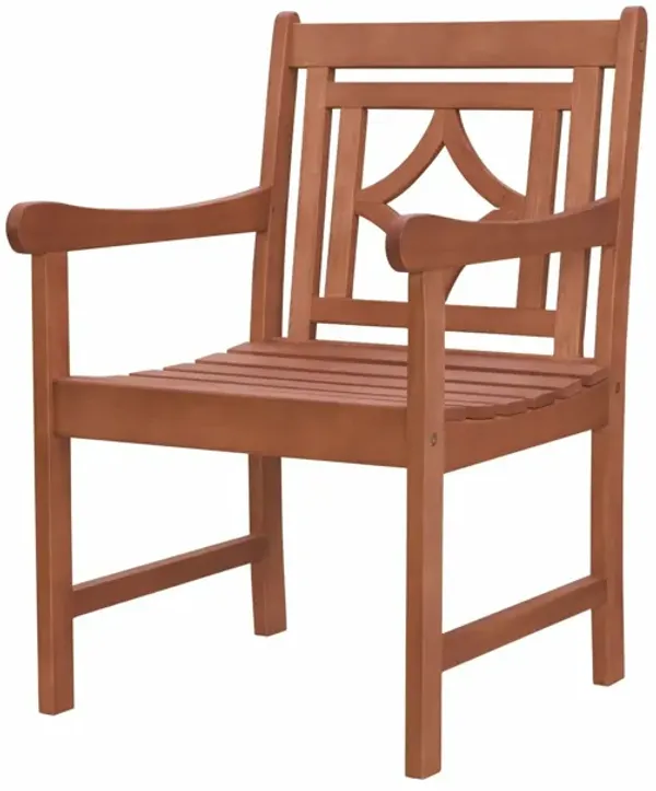 24" Solid Wood Indoor Outdoor Arm Chair - Brown