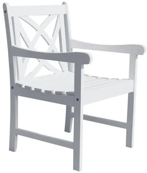 Patio Arm Chair With Decorative Back - White