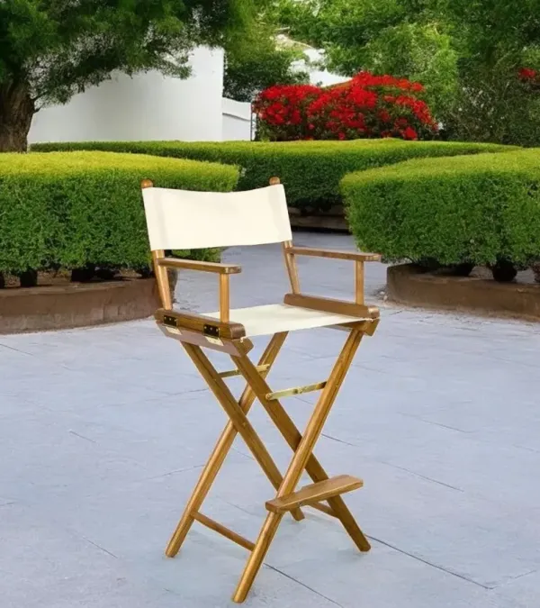 Solid Wood Indoor Outdoor Director Chair - Ivory And Brown