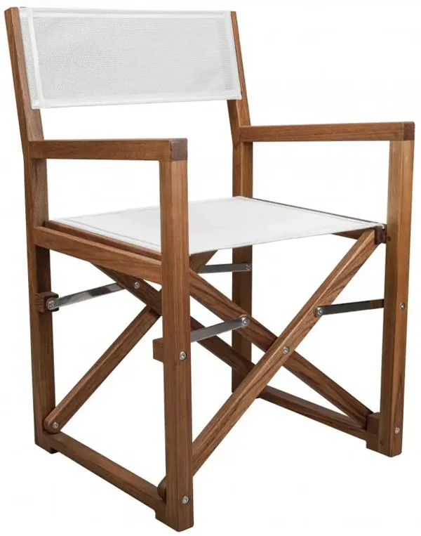 Wood Solid Wood Indoor Outdoor Director Chair - White And Natural