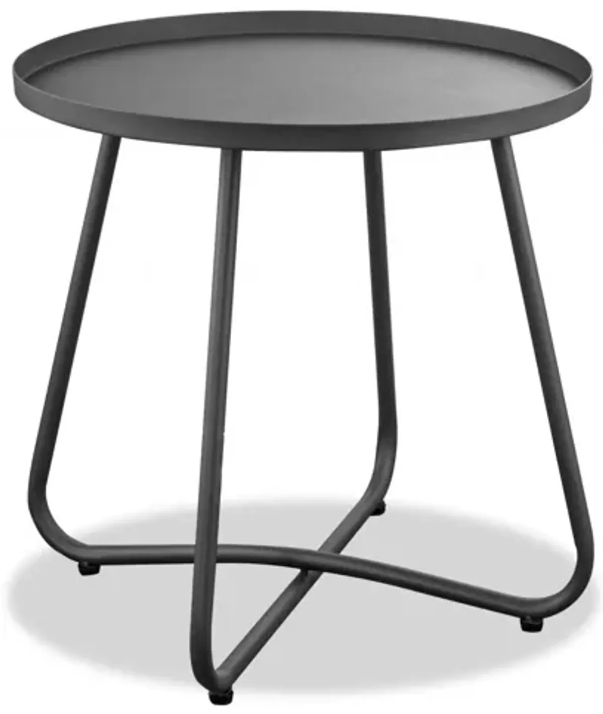 Rounded Aluminum Outdoor Side Table - Gray