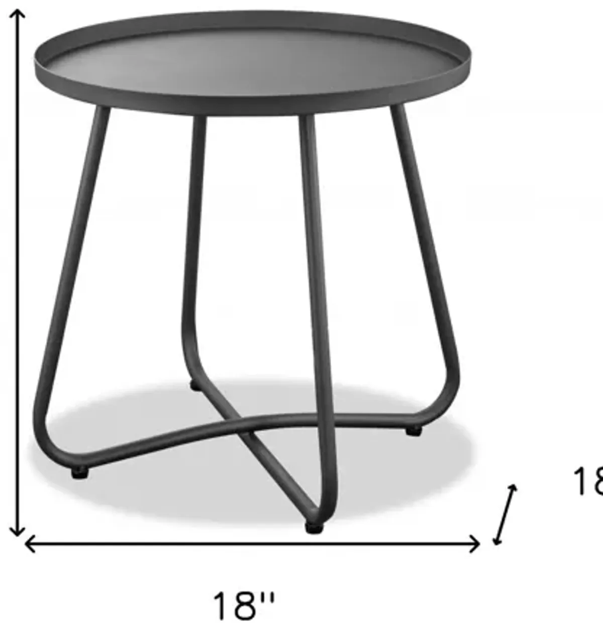 Rounded Aluminum Outdoor Side Table - Gray
