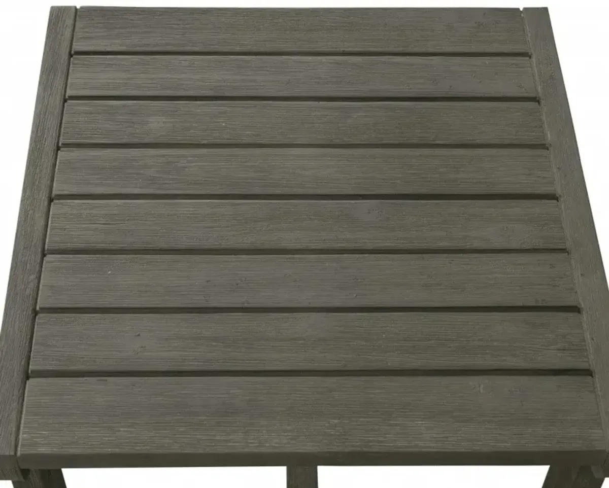 Square Solid Wood Outdoor Side Table - Dark Gray