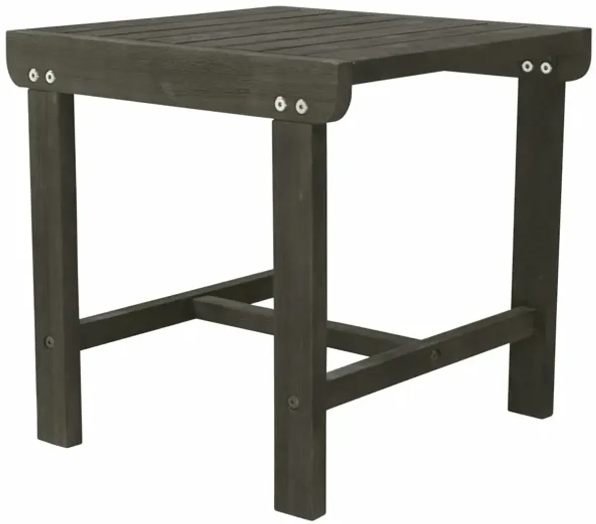 Square Solid Wood Outdoor Side Table - Dark Gray