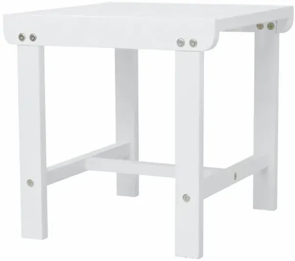 Square Solid Wood Outdoor Side Table - White