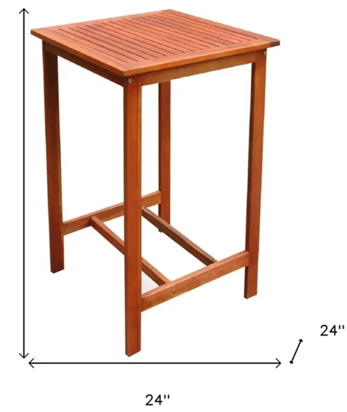 Square Solid Wood Outdoor Bar Table - Brown