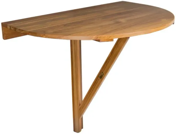 Half Round Solid Wood Folding Outdoor Balcony Table - Brown