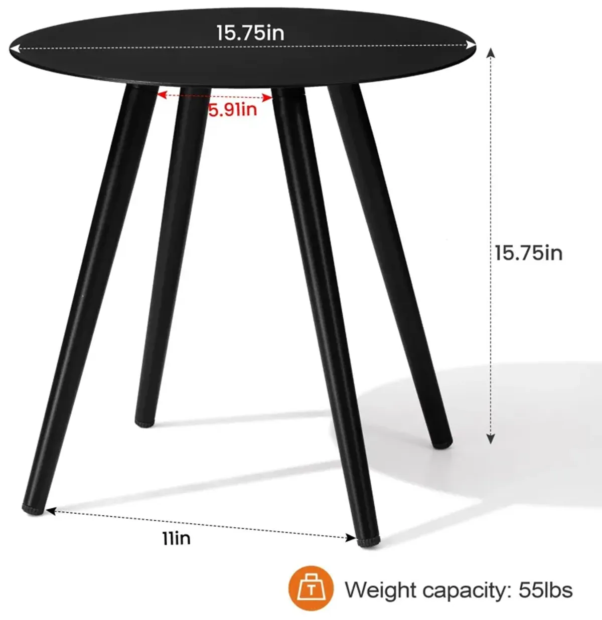 Rounded Metal Outdoor Side Table - Gray