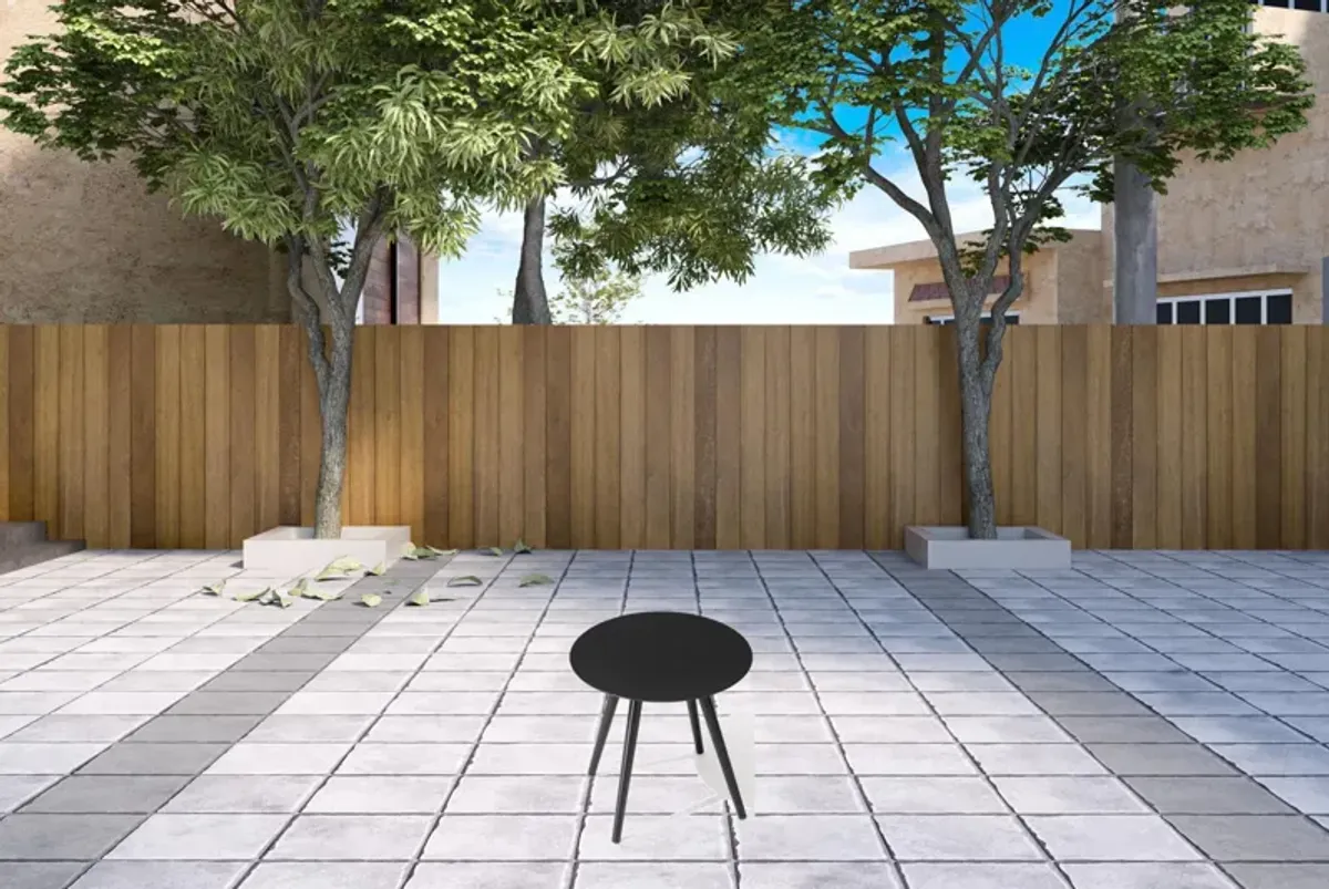 Rounded Metal Outdoor Side Table - Gray