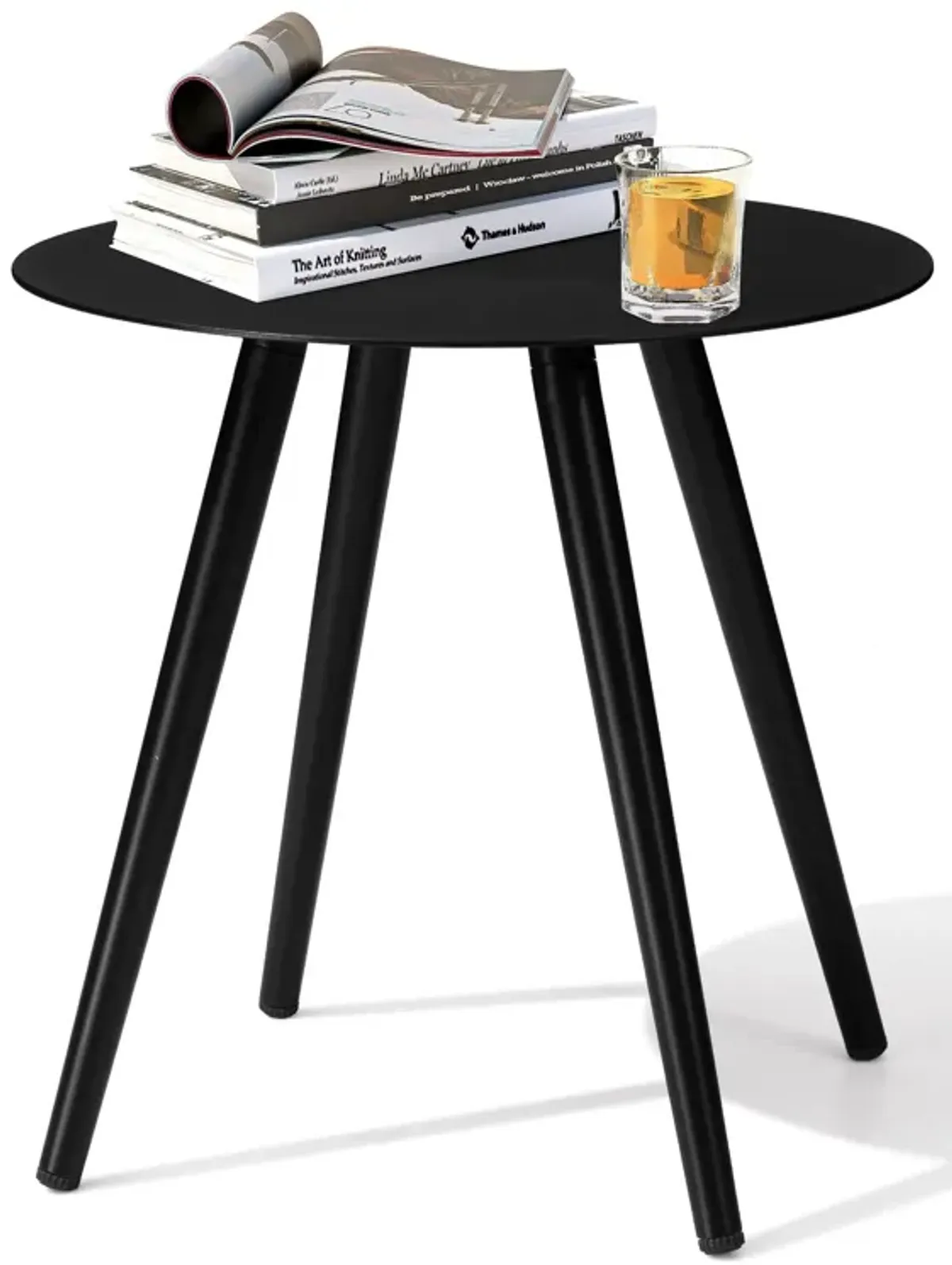 Rounded Metal Outdoor Side Table - Gray