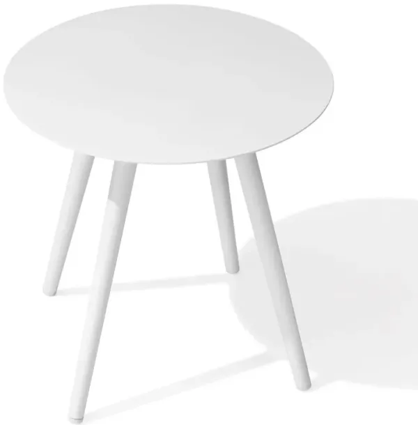 Rounded Metal Outdoor Side Table - White