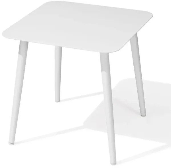 Square Metal Outdoor Side Table - White