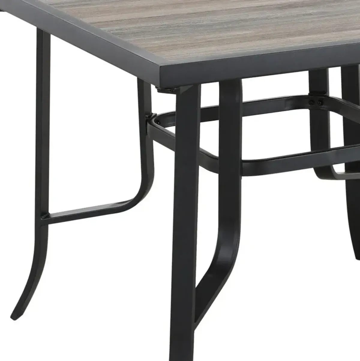 Square Metal Outdoor Dining Table - Brown And Black