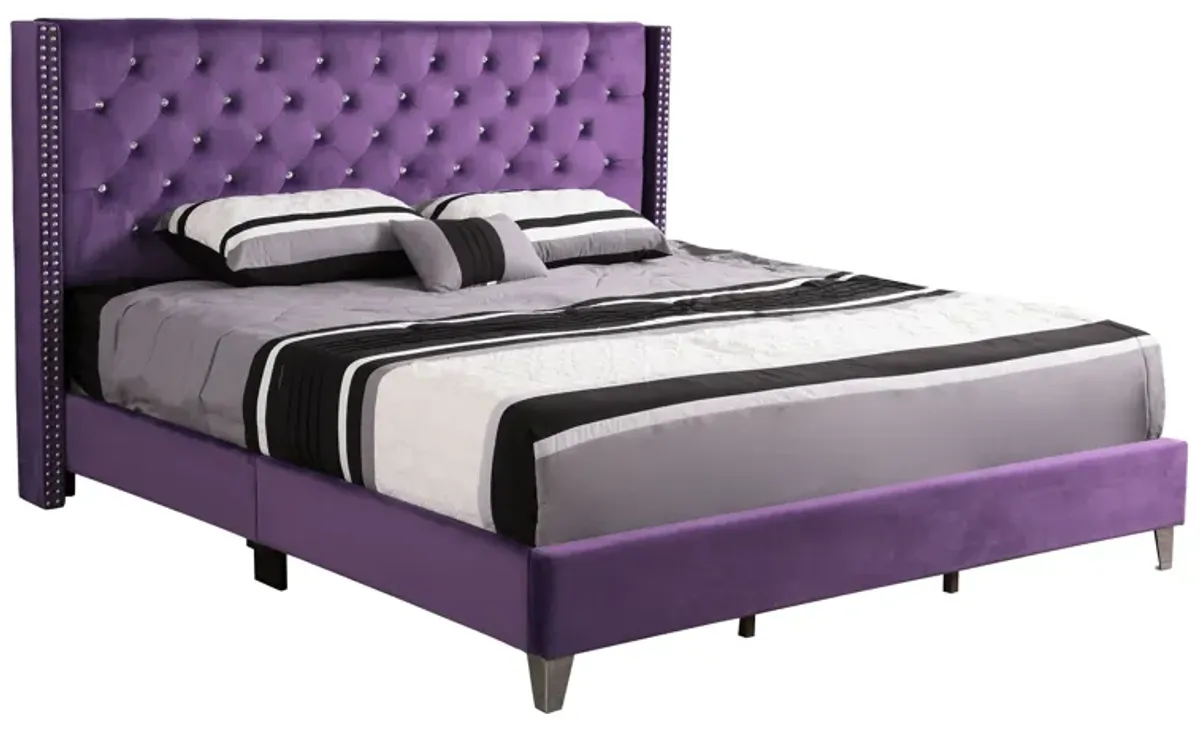 Upholstered Nailhead Trim Chic Bed
