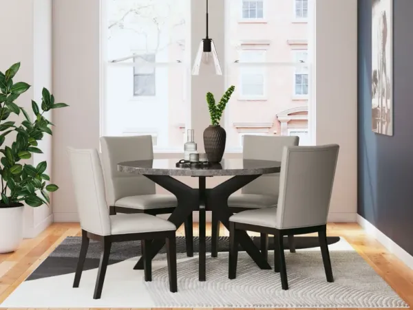 Glinari - Taupe / Black - 5 Pc. - Dining Room Table, 4 Side Chairs