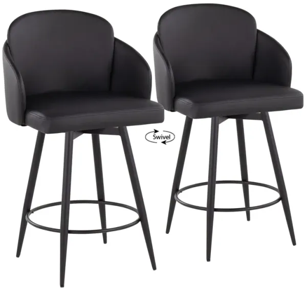 Dahlia - Contemporary Fixed Height Counter Stool With Round Footrest (Set of 2) - Black