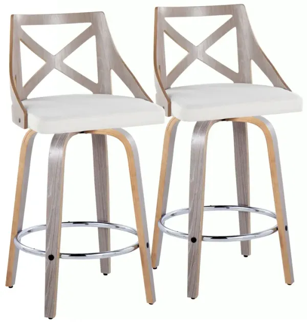 Charlotte - Farmhouse Fixed Height Counter Stool With Round Footrest (Set of 2)